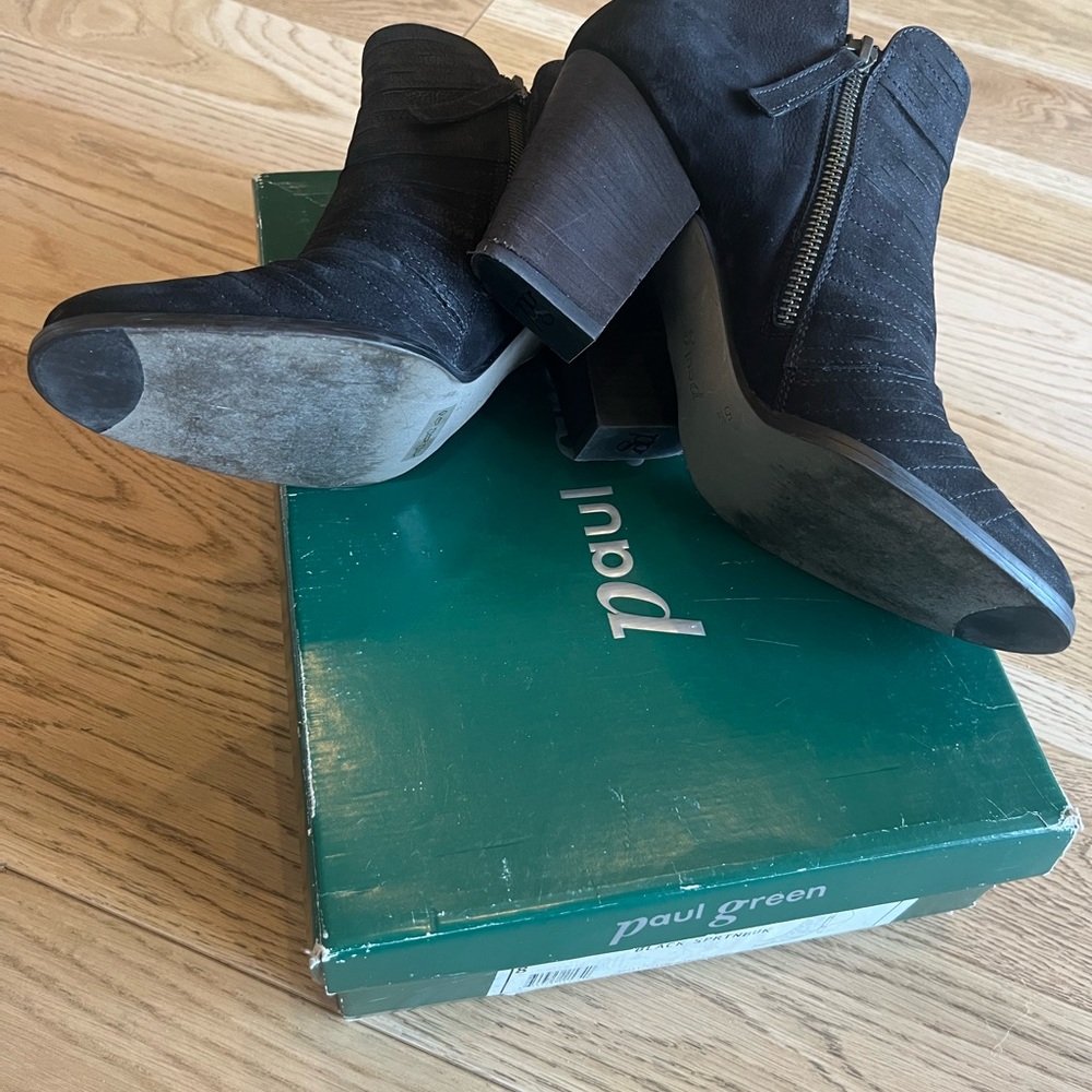 Paul Green Textured Black Ankle Boots - Picture 2 of 3